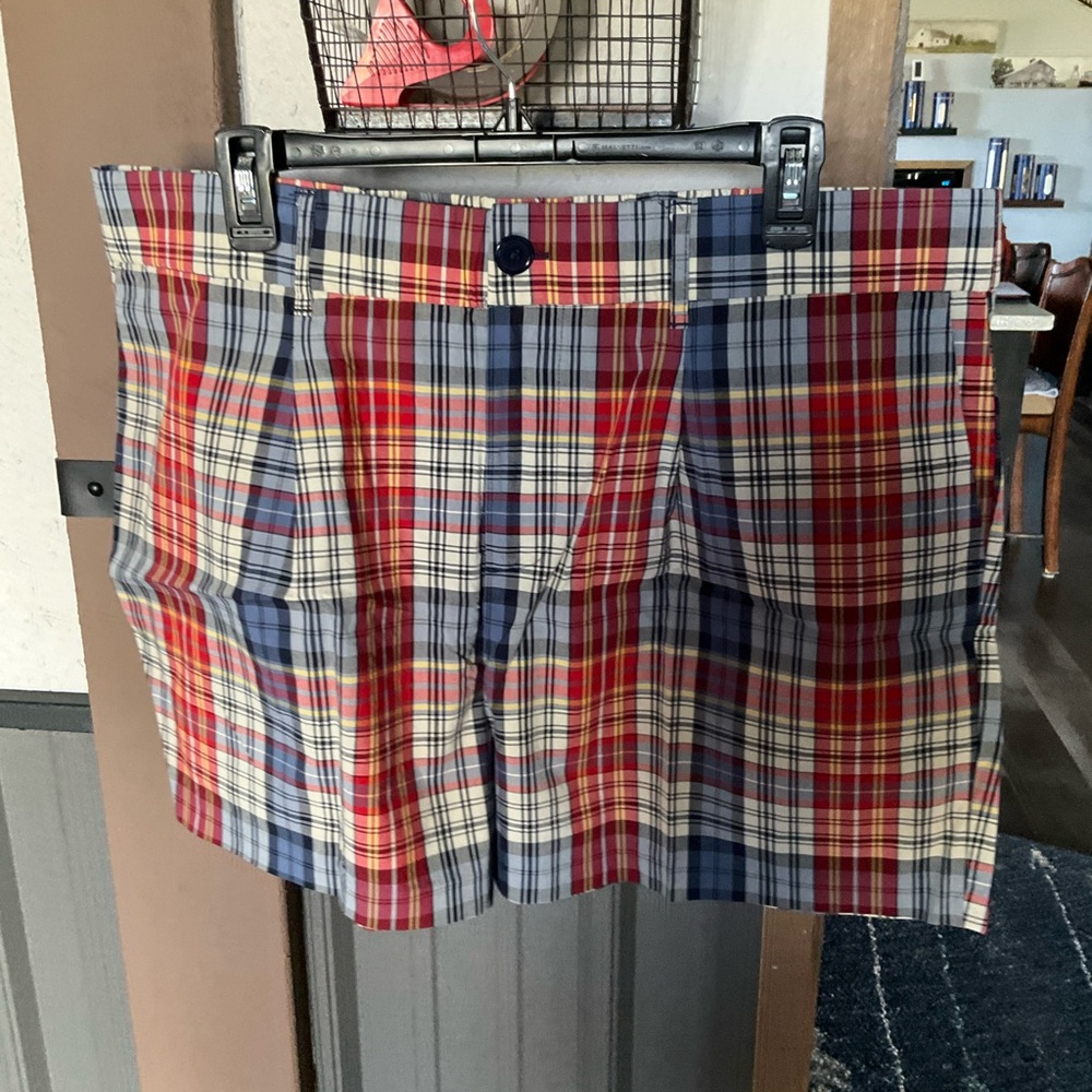 torrid High-Waist Plaid Shorts in Red, Blue & White